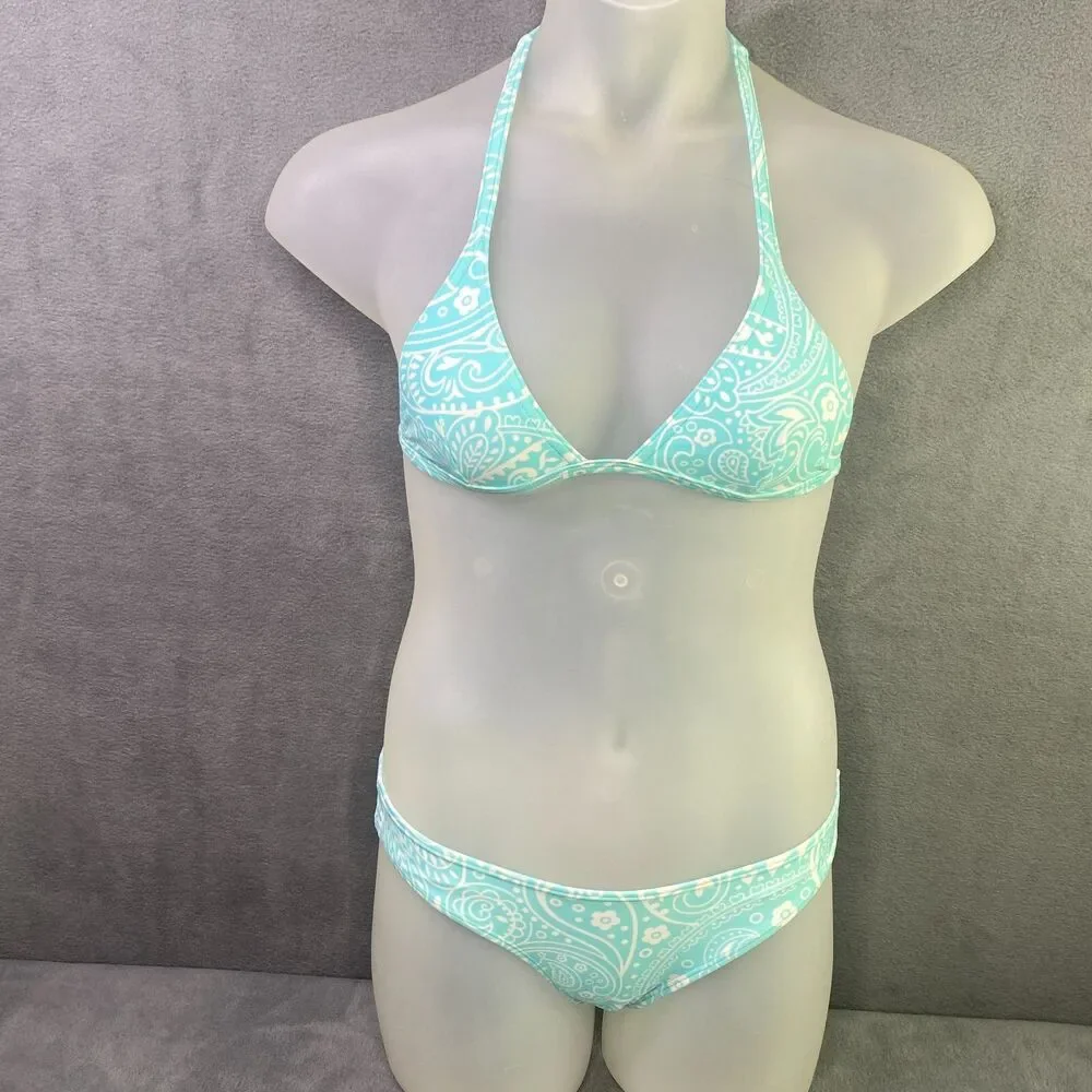 Agua Doce Bikini Brazilian Women S Aqua Blue White Flower Cheeky Bottom 2-pc